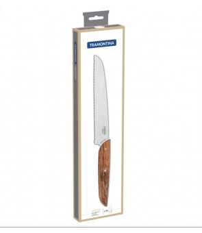 Tramontina Verttice 8" bread knife with stainless steel blade and natural wood handle