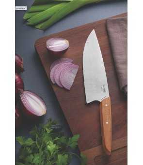 Tramontina Verttice 8" chef knife with stainless steel blade and natural wood handle