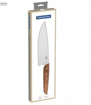 Tramontina Verttice 8" chef knife with stainless steel blade and natural wood handle