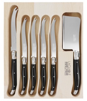 Cheese Knife Six Pieces Black Boxed Set